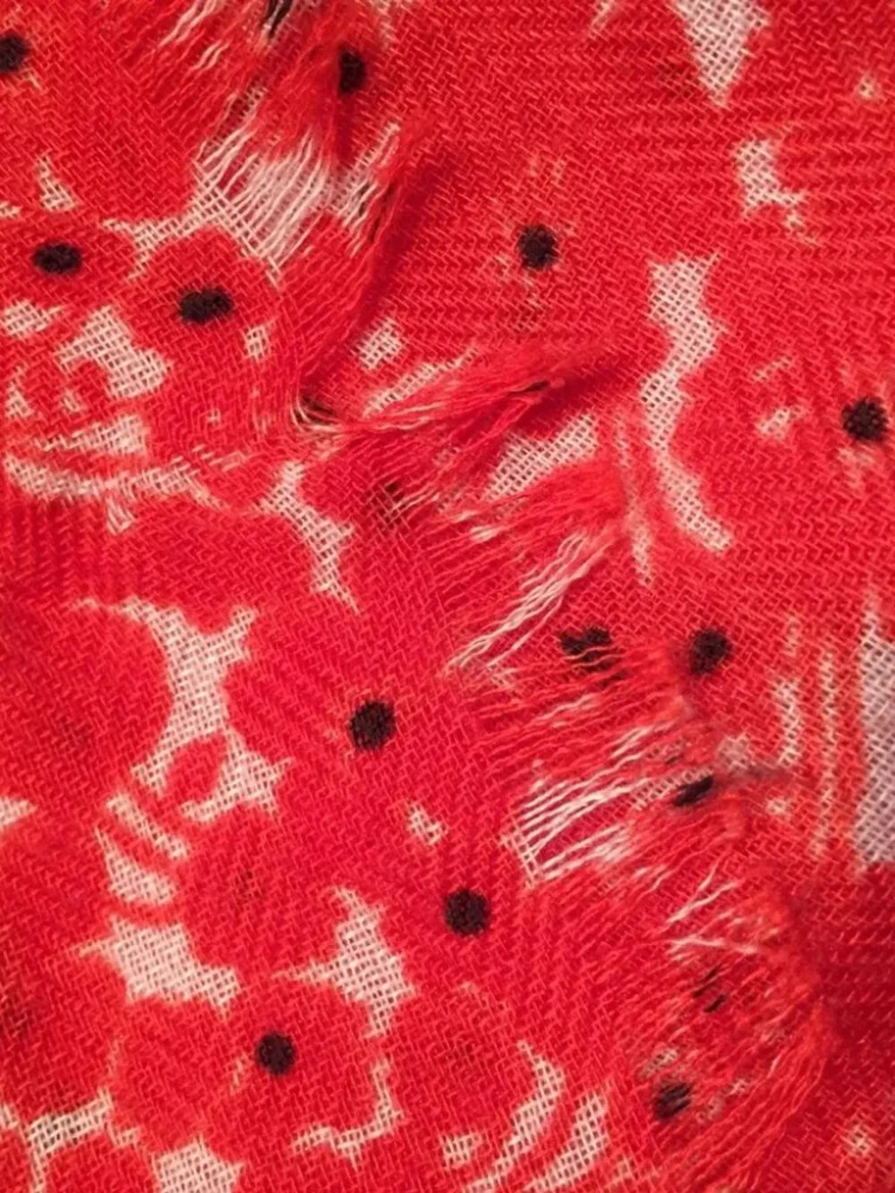 Old Navy red & white floral poppy oversized oblong scarf